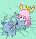 absurd_res ahegao anthro blue_body blue_eyes blue_fur bodily_fluids bracelet breasts bulldog canid canine canis cheek_tuft chibi clitoris collar crown cunnilingus curled_tail deep_cunnilingus domestic_cat domestic_dog duo ejaculation eyes_closed facial_markings facial_tuft felid feline felis female fur genital_fluids genitals half-closed_eyes head_markings headgear hi_res jewelpet jewelry king_(jewelpet) lapis_(jewelpet) leg_grab looking_pleasured lying male male/female mammal markings mastiff molosser muzzle_(marking) narrowed_eyes navel ninotrash nipples on_back oral orgasm penetration pink_body pink_fur russian_blue sanrio sega_fave sex shortstack shuddering spread_legs spreading tail tongue tongue_out tongue_penetration tuft vaginal vaginal_fluids vaginal_squirting