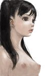  bad_id bad_pixiv_id black_eyes black_hair breasts earrings jewelry long_hair medium_breasts nipples nude original pon solo twintails 