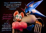 3d_(artwork) anthro archie_comics armor bat big_breasts blue_body bodysuit breastplate breasts claws clothed clothing crossgender digital_media_(artwork) duo eulipotyphlan female female/female fur grabbing_head green_eyes grey_body growth hand_on_head hand_on_hip head_on_chest hedgehog hi_res larger_female latex leafytheleafer machine makeup mammal membrane_(anatomy) membranous_wings metal_sonic metallic_body mouthless neo_metal_sonic open_mouth red_eyes robot robot_anthro rouge_the_bat scared sega shocked simple_background size_difference skinsuit smaller_female sonic_the_hedgehog_(archie) sonic_the_hedgehog_(comics) sonic_the_hedgehog_(series) spread_wings text tight_clothing white_body white_fur wings