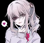  1other :p akiyama_mizuki black_background bow bowtie cardigan collared_shirt heart highres looking_at_viewer medium_hair nlh_00 pink_cardigan pink_eyes pink_hair portrait project_sekai red_bow red_bowtie shaded_face shirt side_ponytail sidelocks simple_background spoken_heart tongue tongue_out v v_over_mouth white_shirt 