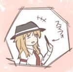  1girl blonde_hair blush commentary_request cosplay costume_switch holding holding_phone long_hair long_sleeves lowres maribel_hearn necktie open_mouth phone red_necktie sleeve_garter solo touhou translated unagi_sango usami_renko usami_renko_(cosplay) 