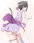  animal_ears apron black_hair blush cameltoe cat_ears gloves looking_back open_mouth panties ribbon ribonzu shaomei_rin shining_(series) shining_hearts short_hair solo tail tail_through_clothes thighhighs underwear 