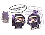  drooling eating english_text food food_on_face highres hololive hololive_english jitome keenbiscuit multicolored_hair ninomae_ina'nis open_mouth orange_hair parasite purple_eyes purple_hair sack takodachi_(ninomae_ina'nis) tentacle_hair virtual_youtuber 