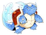  absurdres blue_scales commentary fangs fangs_out fins head_fins highres no_humans pokemon pokemon_(creature) railroadlion turtle turtle_shell wartortle yellow_eyes 
