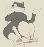 2026 anthro back_fat belly big_butt black_body black_fur blush bodily_fluids butt cafongterua colored cute_fangs digital_drawing_(artwork) digital_media_(artwork) dipstick_tail domestic_cat domestic_rabbit duo facesitting fangs feet felid feline felis fur hindpaw lagomorph larger_male leporid looking_pleasured lop_rabbit male male/male mammal markings moobs nude oryctolagus overweight overweight_anthro overweight_male pau_(cafongterua) pawpads paws rabbit raised_tail rutabaga_(cafongterua) sitting sitting_on_another size_difference smaller_male sweat tail tail_markings teeth tuxedo_cat white_body white_fur yellow_eyes
