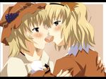  aki_minoriko aki_shizuha blonde_hair blush brown_eyes couple food french_kiss fruit grapes hair_ornament hairband hat incest kiss leaf_hair_ornament multiple_girls open_mouth red_eyes saliva shin'ya_(nanp) short_hair siblings sisters tongue touhou yuri 