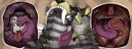  anthro anthro_on_anthro big_fangs black_nose blush cutaway duo fangs felid french_kissing fur green_body green_fur grey_body grey_fur hand_on_neck head_in_mouth hi_res imperatorcaesar kissing male male/male male_anthro mammal narrowed_eyes orange_eyes pupils simple_background slit_pupils striped_arms striped_neck teeth tongue tongue_out whiskers white_eyes 