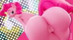 2025 3d_(artwork) anthro anthrofied bedroom_eyes bent_over big_breasts big_butt blue_eyes breasts butt digital_media_(artwork) dotted_background dutch_angle earth_pony equid equine female friendship_is_magic genitals geodat hair hasbro hi_res horse huge_butt innie_vulva mammal medium_hair my_little_pony narrowed_eyes pattern_background pink_body pink_hair pink_tail pinkie_pie_(mlp) plump_labia pony rear_view seductive simple_background smug solo tail thick_thighs vulva watermark