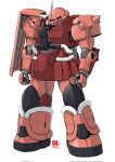  clenched_hands dated gundam highres looking_to_the_side mecha mobile_suit mobile_suit_gundam no_humans one-eyed pink_eyes pravin_rao_santheran redesign shoulder_spikes solo spikes standing zaku_ii_s_char_custom zeon 