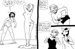 2024 anthro bell bell_collar bella_minkworthy black_and_white bovid breasts butt caprine cleavage clothed clothed_female clothing collar comic deer dialogue dodie_o'doe dressing english_text female fingers fur group hooved_fingers hooves horn lana_lynne mammal mink monochrome mustelid musteline nipples nude nude_female open_mouth rear_view scut_tail sheep short_tail tail tegerio text trio true_musteline wool_(fur)
