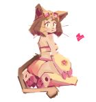anthro bikini brown_hair butt clothing eyewear female gameoverse glasses glitch_productions hair hi_res kit_(gameoverse) kneeling rear_view sairy sitting solo swimwear two-piece two-piece_swimsuit