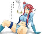  blue_eyes blue_footwear boots breasts fuuro_(pokemon) hair_ornament hypnosis imminent_rape ka-9 large_breasts legs long_hair mind_control pokemon pokemon_(game) pokemon_bw red_hair simple_background solo spread_legs thick_thighs thighs translated white_background 