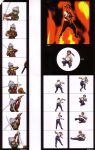  2boys absurdres artbook battle beatmania_iidx bemani black_hair brown_shoes character_request clenched_hand fat fat_man fire flying_kick glasses goli_matsumoto grey_hair headband highres holding holding_sword holding_weapon jumping kicking male_focus medium_hair multiple_boys multiple_views official_art pants ponytail red_headband scan sequential shilow shirt shoes short_hair squatting sword third-party_source weapon white_shirt 