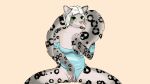 absurd_res anthro clothing clothing_aside felid female front_view genitals hi_res looking_at_viewer mammal nipple_outline otterwolfashe pantherine sitting snow_leopard solo spread_vulva spreading stretchy_fabric tail_over_shoulder unitard vulva