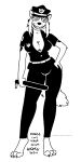 2024 anthro ashley_heartwood big_breasts billy_club black_and_white breasts canid canine canis cleavage clothed clothing eyewear female fur grin hair hat headgear headwear herm_(lore) hi_res mammal monochrome police police_uniform smile solo sunglasses tail tegerio uniform wolf