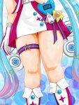  1girl belt blue_hair boots commentary_request dress garter_belt gloves gradient_hair hatsune_miku highres kazm00 knees leg_focus long_hair magical_mirai_(vocaloid) magical_mirai_miku magical_mirai_miku_(2022) multicolored_gloves multicolored_hair o-ring o-ring_garter_belt pink_dress pink_gloves pink_hair solo standing star_o-ring thigh_belt thigh_strap thighs twintails two-tone_dress two-tone_gloves vocaloid white_belt white_dress white_gloves 