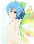  alternate_wings aqua_eyes bare_shoulders blue_eyes blue_hair bow cirno dress fairy_wings hair_bow highres light_smile short_hair solo sundress tears touhou wings yammy_(cellblo) 