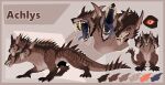 abstract_background ambiguous_feral ambiguous_gender blue_tongue canid canid_demon canine cerberus demon european_mythology feral glistening glistening_eyes greek_mythology hellhound hi_res imperatorcaesar mammal markings model_sheet multi_head mythological_canine mythological_creature mythology open_mouth orange_eyes quadruped red_sclera side_view sitting solo striped_back striped_legs striped_markings striped_tail stripes tail tail_markings tan_teeth teeth tongue tongue_out