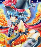  at_classics bad_id bad_pixiv_id breasts candy cape food food_themed_hair_ornament hair_ornament halloween hat jack-o'-lantern lollipop marker_(medium) medium_breasts pumpkin pumpkin_hair_ornament remilia_scarlet sample solo thighhighs touhou traditional_media 