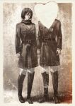  1boy 1girl belt_buckle black_hair boots buckle closed_mouth commentary eren_yeager hair_between_eyes highres holding_hands jacket knee_boots mikasa_ackerman military_jacket military_uniform panties paradis_military_uniform scarf sepia shingeki_no_kyojin short_hair survey_corps_(emblem) underwear white_panties yun_(dl2n5c7kbh8ihcx) 
