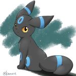  alternate_color black_eyes closed_mouth colored_sclera commentary_request highres koroazt looking_back no_humans pokemon pokemon_(creature) pokemon_focus shiny_pokemon sitting solo twitter_username umbreon yellow_sclera 