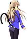  animal_ears ass blonde_hair cat_ears long_hair looking_back military military_uniform mizutsuki no_eyewear panties panties_under_pantyhose pantyhose perrine_h_clostermann solo strike_witches tail underwear uniform world_witches_series yellow_eyes 