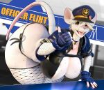 2026 3d_(artwork) absurd_res anthro areola armwear bent_over big_breasts black_clothing black_panties black_underwear blue_clothing blue_gloves blue_handwear blush breasts clothing digital_media_(artwork) female fingerless_gloves fishnet_armwear fishnet_clothing fishnet_legwear fishnet_thigh_highs freckled_breasts freckled_face freckled_legs freckled_thighs freckles fur gloves gold_ear_ring hair handwear hi_res huge_breasts huge_thighs legwear looking_at_viewer mammal mechanicalstage murid murine officer_flint_(foresttherotten) orange_eyes panties police police_officer rat rodent solo tail thick_thighs thigh_highs underwear wearing_hat white_body white_fur white_hair yellow_sclera