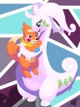  2025 2_tails 2_toes 3_fingers 3_toes artist_name biped blue_background blush buizel duo eyelashes feet female feral fingers fulgito_ast fur generation_4_pokemon generation_6_pokemon goo_creature goodra green_eyes hi_res holding_another hug larger_female long_tail looking_at_another male male/female multi_tail nintendo orange_body orange_fur orange_tail pattern_background pokemon pokemon_(species) purple_body purple_skin purple_tail red_blush simple_background size_difference smaller_male standing tail text toes 