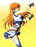  blue_eyes breasts dress gloves highres ka2 long_hair lyrical_nanoha mahou_senki_lyrical_nanoha_force mahou_shoujo_lyrical_nanoha orange_hair pixiv_manga_sample solo teana_lanster thighhighs vest zettai_ryouiki 