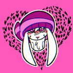 anthro blush ears_down hi_res lagomorph leporid male mammal piritas pivoted_ears purple_eyes rabbit smile smiling_at_viewer solo