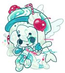  1other :3 blue_eyes blue_hat blue_skin bomal1215 car cherry_hat_ornament colored_skin fang food frutiger_aero hat head_wings ice_cream ice_cream_float motor_vehicle necktie open_mouth original seal_hat seal_tail see-through_body smile solo sweater_vest whipped_cream white_sweater_vest winged_tail wings 
