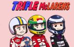  3boys ayrton_senna blank_stare chibi closed_eyes emerson_fittipaldi english_text eyebrows_visible_through_helmet facial_hair formula_one helmet holding_detached_steering_wheel logo marlboro mclaren meme mika_hakkinen multiple_boys mustache non-web_source parody racing_suit self-upload serious simple_background smug sponsor steering_wheel subtitled tobacco triple_baka_(group) triple_baka_(vocaloid) white_background 