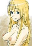 bad_id bad_pixiv_id blonde_hair blue_eyes breasts k-on! kotobuki_tsumugi long_hair medium_breasts nipples ozaki_yuusuke solo 