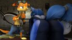  3d_(artwork) anthro bite biting_lip bottomwear butt canid canine clothing daxter daxthebro digital_media_(artwork) duo female floppy_ears fox fur hair hi_res jak_and_daxter krystal male male/female mammal mustelid naughty_dog nintendo ottsel pants prais shirtless size_difference skinsuit sony_corporation sony_interactive_entertainment source_filmmaker star_fox tight_clothing video_games 