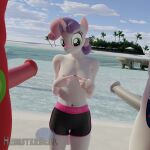 3d_(artwork) absurd_res age_difference animal_genitalia animal_penis anthro anthrofied beach big_macintosh_(mlp) blush clothed clothed/nude clothed_female_nude_male clothing cutie_mark digital_media_(artwork) earth_pony equid equine equine_penis female friendship_is_magic genitals group hamsterball hasbro hi_res horn horse male male/female mammal my_little_pony nipples nude penis pony seaside shining_armor_(mlp) sweetie_belle_(mlp) swimming_trunks swimwear topless topless_female trio unicorn younger_female 