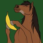  ambiguous_gender animated banana dolero equid equine feral fluffymare food fruit hair happy hooves horse low_res mammal mane plant short_playtime smile solo text 