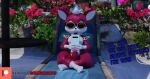  3d_(artwork) anthro big_butt butt camseven casual_nudity chip_(sonic) crossed_legs digital_media_(artwork) english_text erection eyewear folding_chair fur girly hair hi_res male mammal outside phone red_body red_fur sega sitting solo sonic_the_hedgehog_(series) sonic_unleashed sunglasses teapot_(body_type) text thick_thighs unknown_species watermark white_hair wide_hips wings 