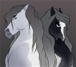  ambiguous_gender blue_eyes duo equid equine feral fluffymare frown frown_eyebrows gabriel_(fluffymare) hair horse kaige_(fluffymare) mammal mane teeth 