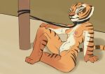  absurd_res annoyed anthro breasts collar doomrior dreamworks felid feline female genitals hi_res kung_fu_panda leash mammal master_tigress nipples nude nude_female pantherine pussy sitting small_breasts solo striped_body stripes tiger 
