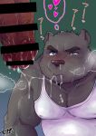  &lt;3 2022 anthro blush bodily_fluids censored clothing cum duo erection genital_fluids genitals hi_res humanoid_genitalia humanoid_penis japanese_text kemono male male/male mammal penis shirt slightly_chubby solo_focus tabo_bear text topwear ursid 