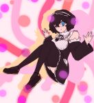  animal_ears apron black_apron black_hair black_stockings cat_ears cat_girl copyright_request happy heterochromia maid_apron non-web_source smile solo_focus venusforger virtual_youtuber young 