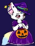  ambiguous_gender anthro big_ears big_eyes canid canine clothing costume cute_expression dress_up fennec fluffy fluffy_tail fox halloween hat headgear headwear hi_res holidays invalid_tag lgbt_pride mammal piercing pyroashes solo witch_hat 