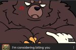  angry anthro brown_body brown_fur claws cross-popping_vein cute_fangs duo english_text fur glowing glowing_eyes hi_res humor male mammal mr._grizz nintendo splatoon superbellsubs text ursid video_games youtube_thumbnail 