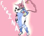  anthro big_breasts big_ears black_clothing blue_clothing breasts clothing digital_media_(artwork) eyewear felid feline female fur glasses hair mammal multicolored_clothing pink_body pink_fur pink_hair pink_tail smile solo succubusbnny white_clothing wide_hips wildstar yellow_clothing 
