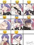  :3 :x bar_censor black_capelet blush book bow bowtie capelet censored closed_eyes cosplay dated doremy_sweet emoji expressions happy hat heart holding holding_book kishin_sagume kishin_sagume_(cosplay) makura manatsu_no_yo_no_inmu middle_finger nightcap pom_pom_(clothes) purple_eyes purple_hair red_bow red_bowtie red_headwear relief scared shaded_face short_hair signature single_wing thinking touhou upper_body white_wings wings yajuu_senpai 