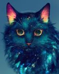  2022 4:5 ambiguous_gender animated blue_background cosmic_fur domestic_cat felid feline felis feral hi_res inner_ear_fluff mammal moon quadruped simple_background solo text tuft url watermark whiskers yellow_eyes yuumei 