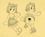  anal anal_juice anthro anus black_eyes bodily_fluids breasts buttplug buttplug_pull_out canid canine clothed clothing dogma dress eyebrows female footwear fox gaping gaping_anus genitals gesture hair high_heels looking_aside looking_at_viewer looking_back mammal monochrome no_underwear open_mouth parappa_the_rapper paula_fox plug_(sex_toy) pussy sex_toy simple_background solo sony_corporation sony_interactive_entertainment teeth upskirt video_games waving 