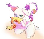  anthro bandai_namco blue_eyes breasts clothing digimon digimon_(species) featureless_breasts female gatomon gikowinko gloves handwear hi_res kneeling small_breasts solo 