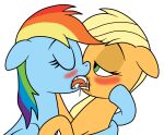  alpha_channel applejack_(mlp) blonde_hair blue_body blush blushing_profusely bodily_fluids digital_drawing_(artwork) digital_media_(artwork) drooling duo earth_pony embrace equid equine eyebrows eyelashes eyes_closed female female/female feral feral_on_feral french_kissing friendship_is_magic green_eyes hair half-closed_eyes hasbro hi_res horse kissing making_out mammal missing_accessory multicolored_hair my_little_pony narrowed_eyes open_mouth orange_body pegasus pony rainbow_dash_(mlp) rainbow_hair saliva saliva_on_face saliva_string simple_background sloppy_kiss tongue tongue_out transparent_background unknown_artist wings 