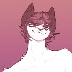  1:1 anthro barbell_piercing bust_portrait ear_piercing felid front_view glistening glistening_eyes hair hi_res inner_ear_fluff looking_at_viewer male mammal messy_hair monochrome narrowed_eyes nude piercing portrait pupbii short_hair shoulder_tuft signature simple_background smile solo tuft 